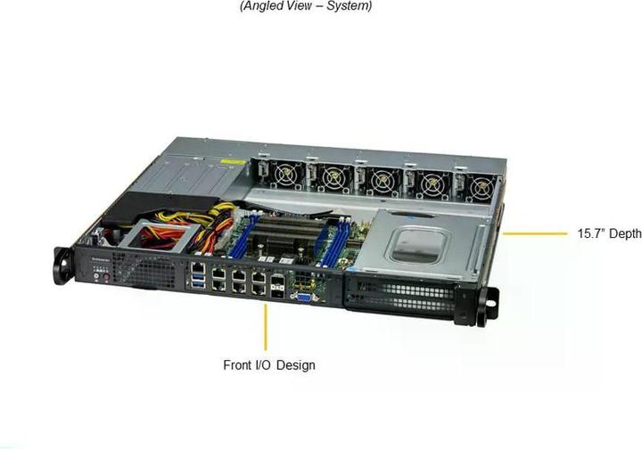 Actual product image Supermicro Server Housing 1U 2xSFF SATA/PCIe SYS-110D-4C-FRAN8TP