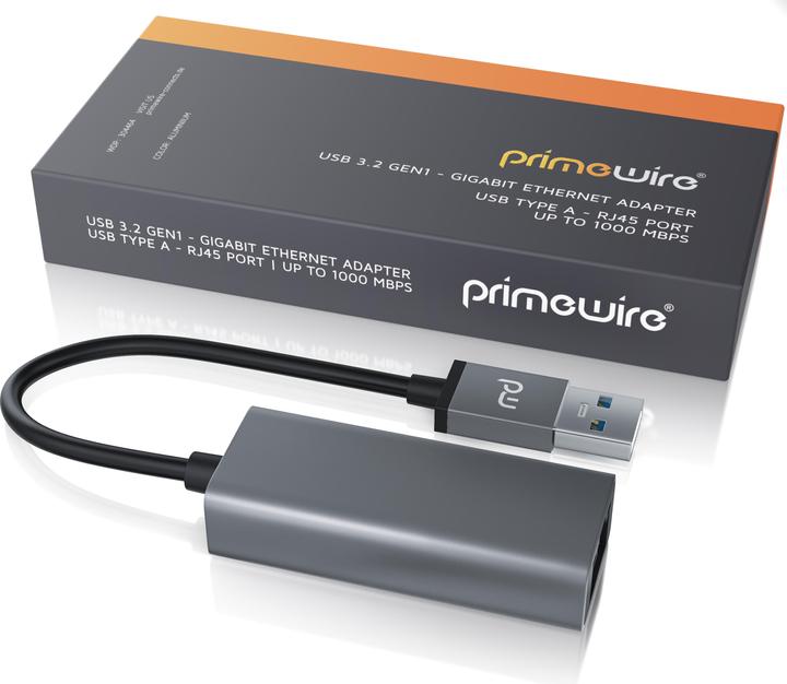Immagine prodotto Primewire Adattatore di rete da USB tipo A a RJ-45 Ethernet, adattatore di rete USB 3.2 esterno con porta (USB-C 3.2 Gen 1, RJ45 (1x))