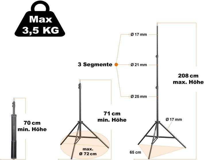 Actual product image Walimex Lamp tripod set with bag, 4pcs. (208 cm, 6 kg)