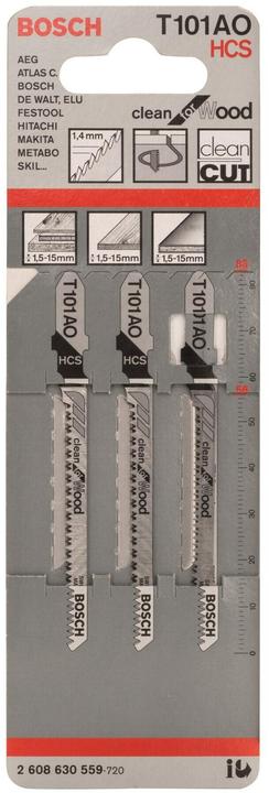 Actual product image Bosch Professional Zubehör Jigsaw blade T 101 AO Clean for Wood, 3-pack