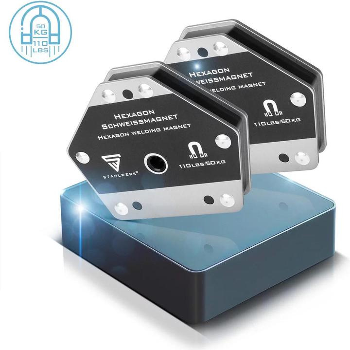 Actual product image Stahlwerk Hexagon welding magnet, powerful magnet 50 kg holding force set of 2