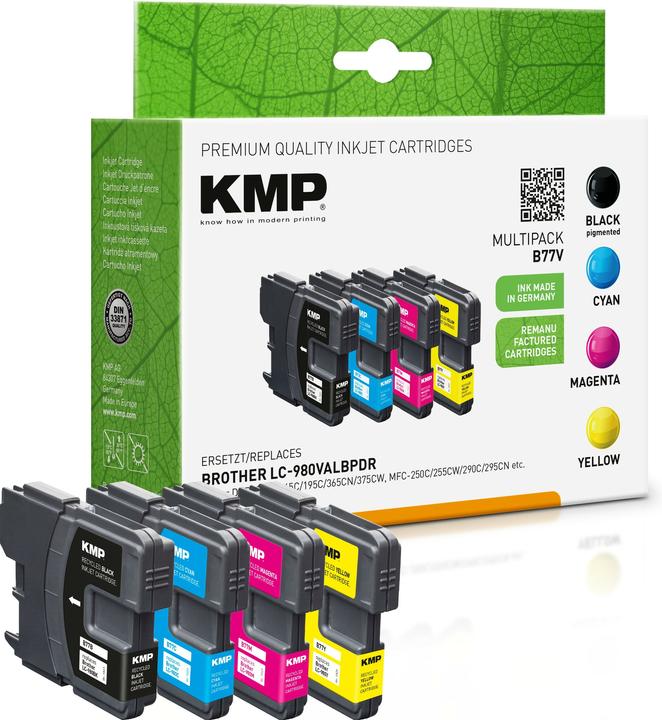 Produktbild KMP B77V Vorteilspack BK/C/M/Y kompatibel mit Brother LC-980 (M, C, Y, BK)