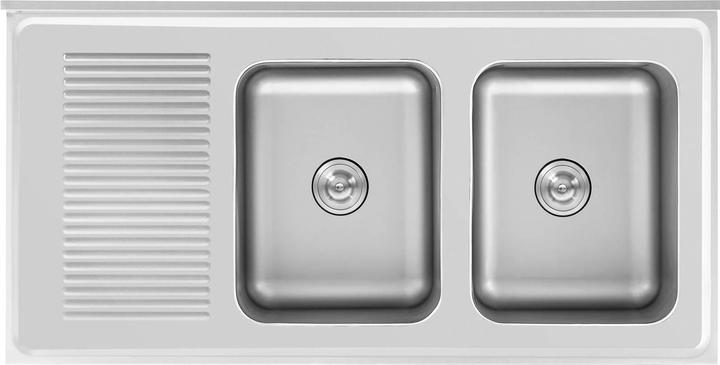 Image du produit Royal Catering Plonge inox sur meuble - 2 bacs - - Acier inoxydable - 500 x 400 x 300 mm (Éviers à poser, 30 cm, 70 cm)