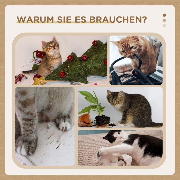 Produktbild Swisshandel24 Kratzbaum, 150 cm, Katzenbaum mit Katzenhaus, Kletterbaum mit Hängematte und Rampe, Katzenkratzbaum (150 cm, Braun, Creme)
