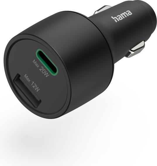 Immagine prodotto Hama Caricatore rapido da auto, 1x USB-C, 1x USB-A, PD 3.0/Qualcomm®, 32 Watt, nero.