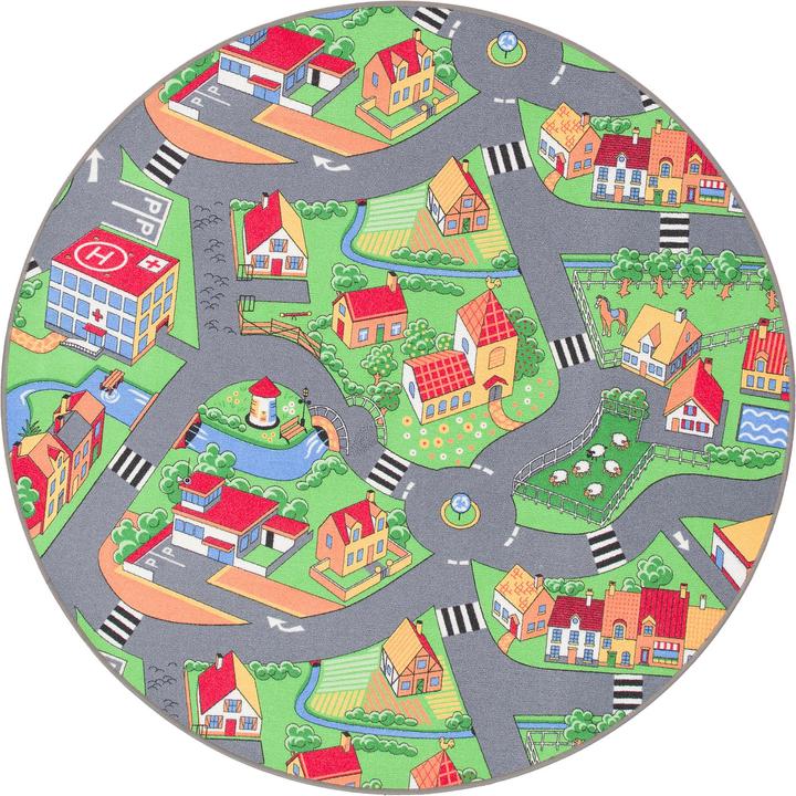 Produktbild Snapstyle Kinder Spiel Teppich Little Village Grün Rund (200 x 200 cm)
