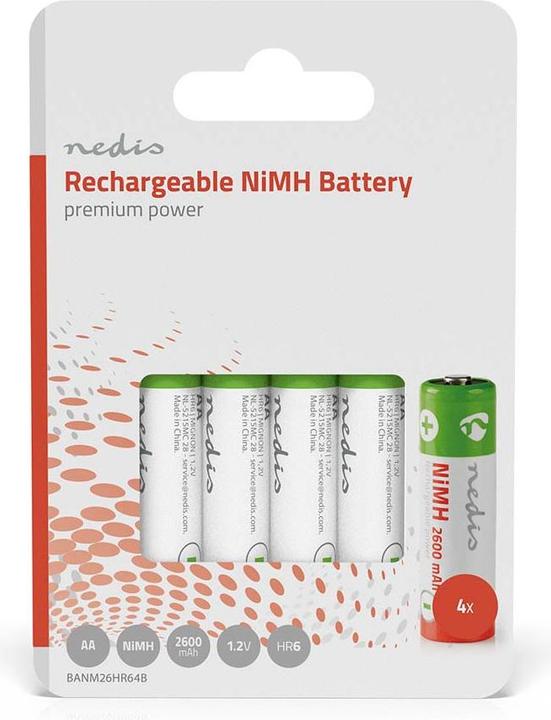 Produktbild Nedis Wiederaufladbare Batterie AA NI-MH 1.2 V 2600 mAh 4 Stück (4 Stk., AA, 2600 mAh)