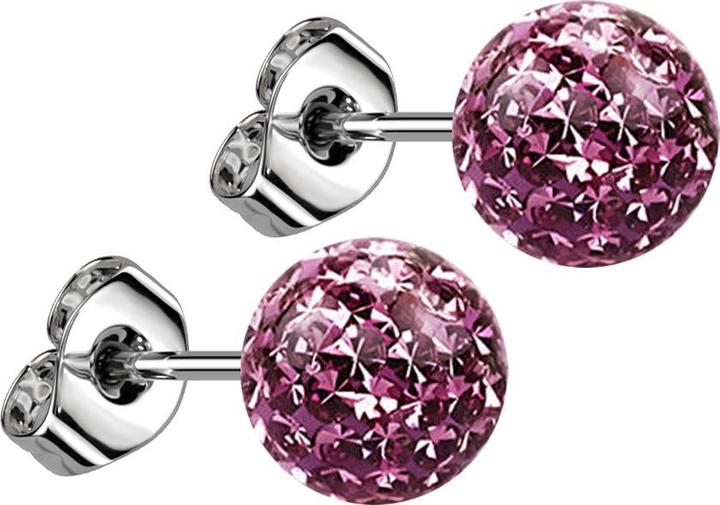 Immagine prodotto Star Piercing Orecchini a perno in argento con sfera di cristallo viola chiaro e strato protettivo epossidico (senza ottone, Acciaio chirurgico 316L)