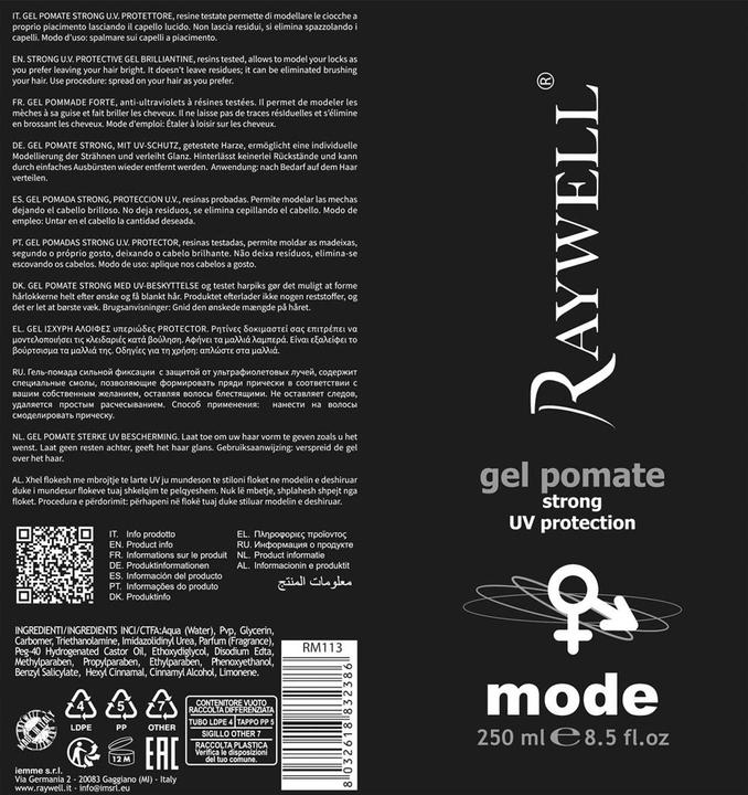 Image du produit Raywell Gel pomada pentru par Unisex Mode Strong, Toate tipurile de par, 250ml (Pommade capillaire, 250 ml)