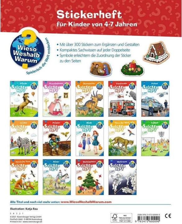 Actual product image Ravensburger Why? Why? Why? Sticker book: Christmas