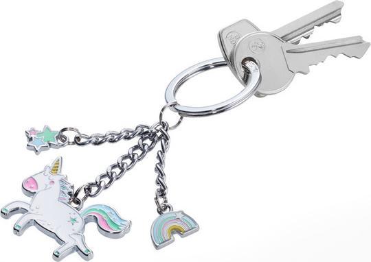 Produktbild Troika HAPPY HOPSY Schlüsselanhänger 3 Anhängern: Einhorn, Regenbogen, Sterne, glänzend grau/mehrfarbig