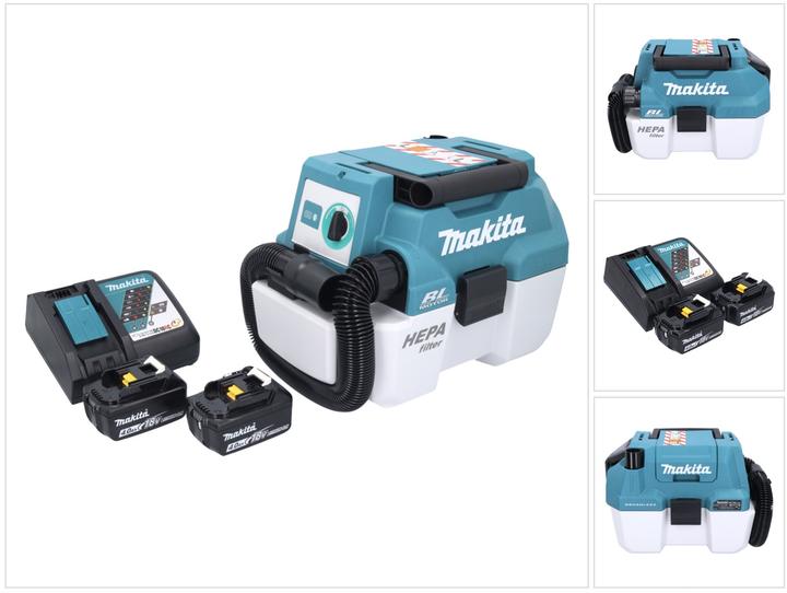 Actual product image Makita DVC 750 LRM Battery hoover LXT 18 V 67 mbar 7.5 l Brushless + 2x battery 4.0 Ah + charger (Wet dry vacuum cleaner)