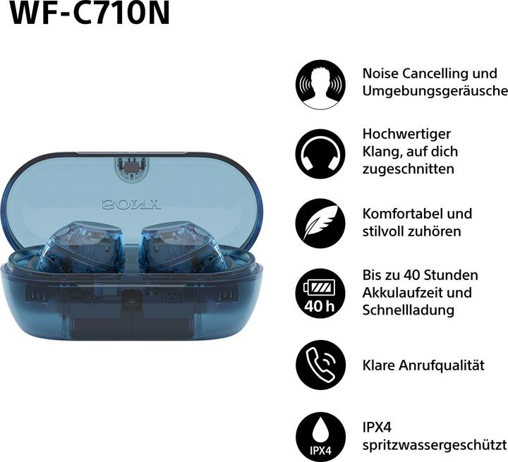 Actual product image Sony WF-C710N (NC, 8.50 h, Wireless)