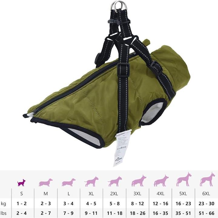 Actual product image VidaXL Dog coat with harness Waterproof Reflective (24, Dog coat)