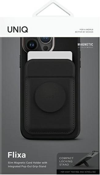 Actual product image Uniq Flixa magnetyczny portfel na karty z podpórką czarny/jet black MagSafe