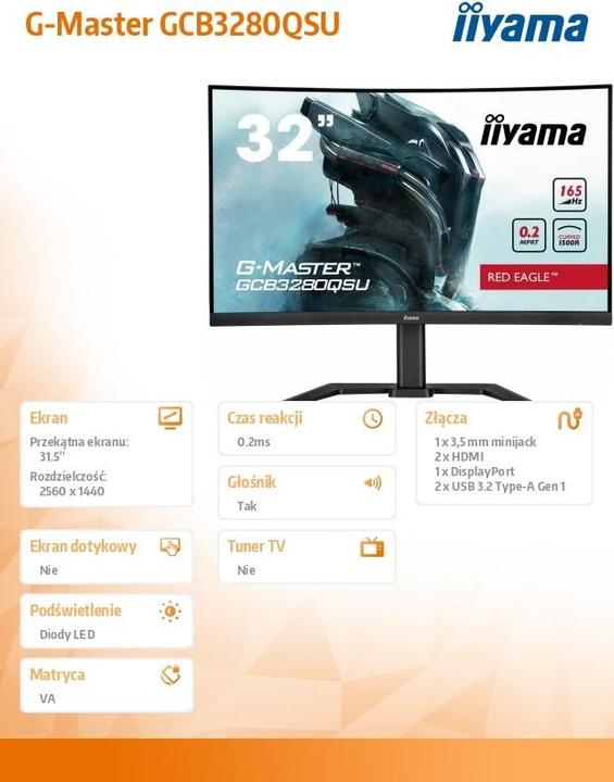 Actual product image iiyama G-Master GCB3280QSU-B1 (2560 x 1440 pixels, 31.50")