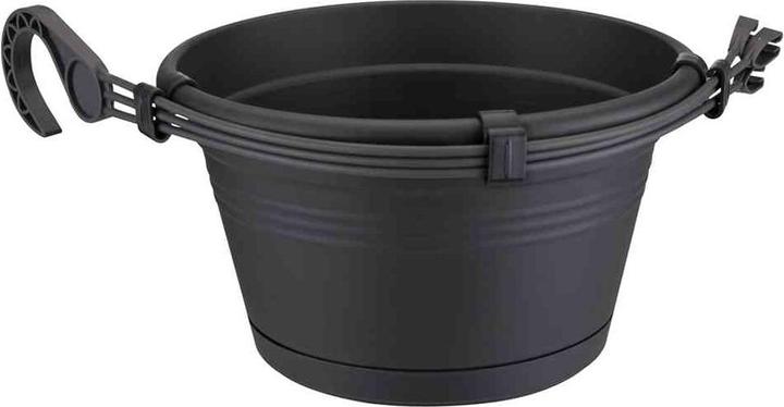 Produktbild Elho Blumenampel-Set Green Basics Kunststoff Ø 28 H 18 cm schwarz inkl. Halterung und Untersetzer (29 cm)