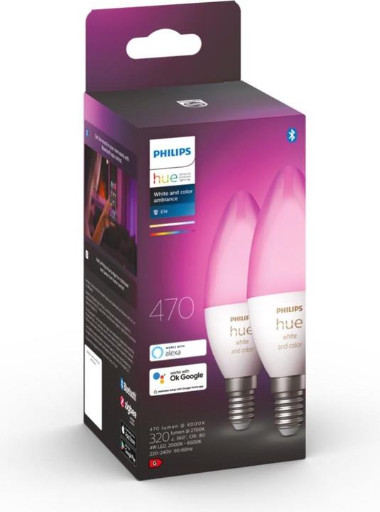 Produktbild Philips Hue White & Color BT (E14, 5.30 W, 470 lm, 2 x, G)