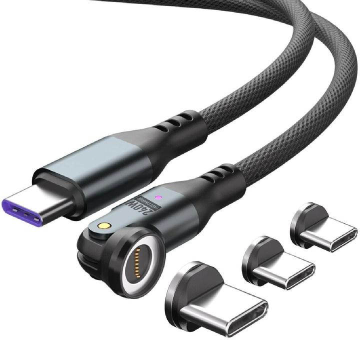 Actual product image 4smarts USB-C 540° Magnetkabel-Set GravityCord (1.80 m, USB 2.0, 240 W)