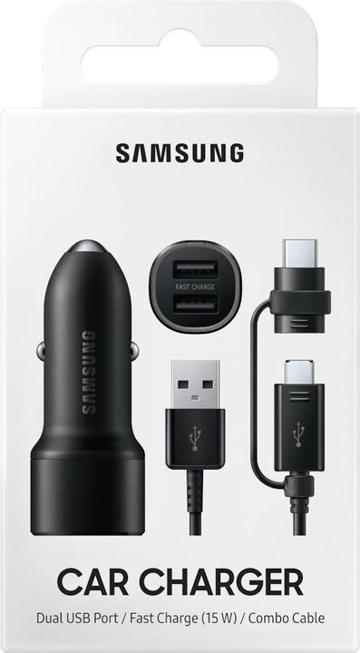 Image du produit Samsung Chargeur rapide pour deux voitures 2x 15W avec câble de données 2 en 1