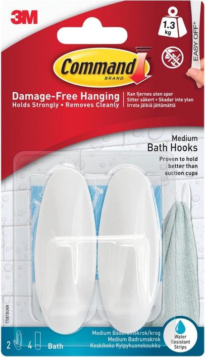 3M Command Medium Bathroom Hooks (pack 2)