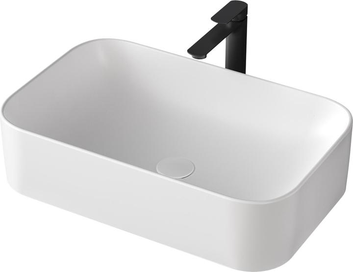 Emke Design-Waschtisch Aufsatzwaschtisch Weiss Matt Hochwertiger Keramik-Waschtisch Bad Einfach zu (380 mm, 610 mm)