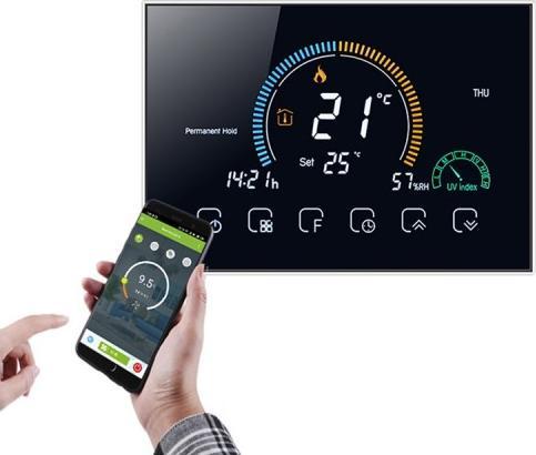 Actual product image Renov8 Smart Wi-Fi Thermostat with colour LCD for gas boiler with dry contact - compatible 86x86 and round