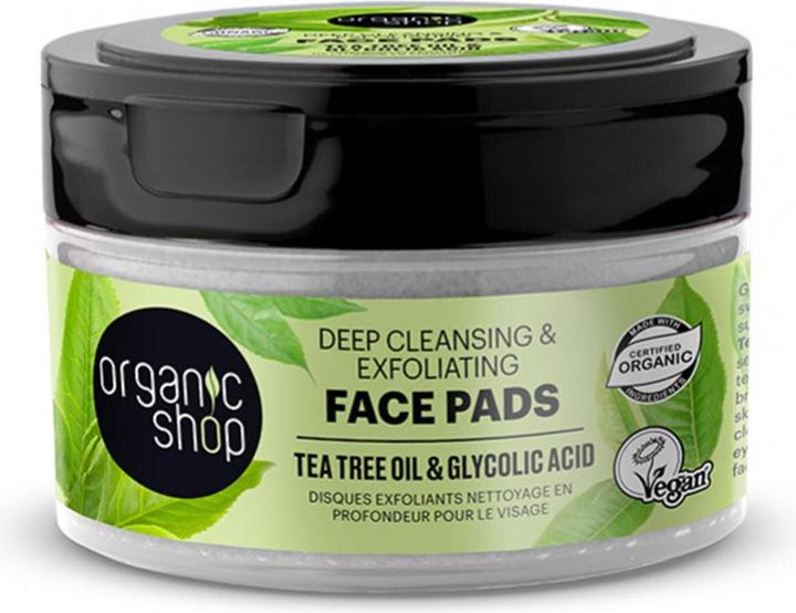 Organic Shop Teebaum-Gesichtspeeling-Scheiben Tiefenreinigung 20 Stück (Reinigungsmilch)