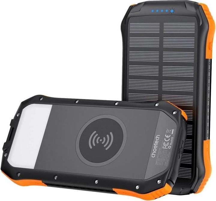 Produktbild Choetech Solar powerbank with inductive charging 10000mAh Qi 5W orange (B659) (10000 mAh, 10.50 W, 10000 Wh)