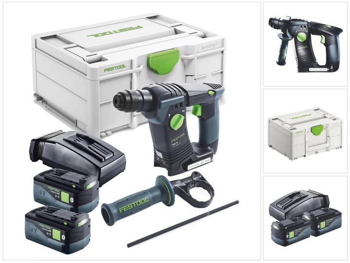 Festool BHC 18-Basic Akku Bohrhammer 18 V 1,8 J SDS Plus Brushless + 2x Akku 5,0 Ah + Ladegerät + (Akkubetrieb)