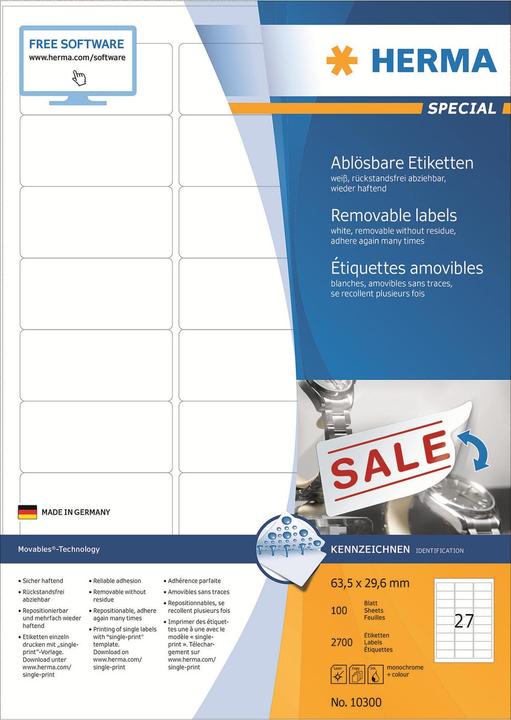 Image du produit HERMA Étiquettes détachables A4