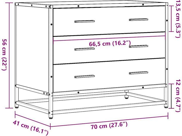 Produktbild VidaXL Schubladenschrank Schwarz 70x41x56 cm Holzwerkstoff Schubladenkommode