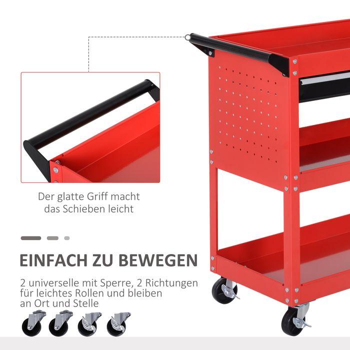 Actual product image Swisshandel24 Workshop trolley, tool trolley with 3 levels, transport trolley with drawer, assembly trolley for (1 x)
