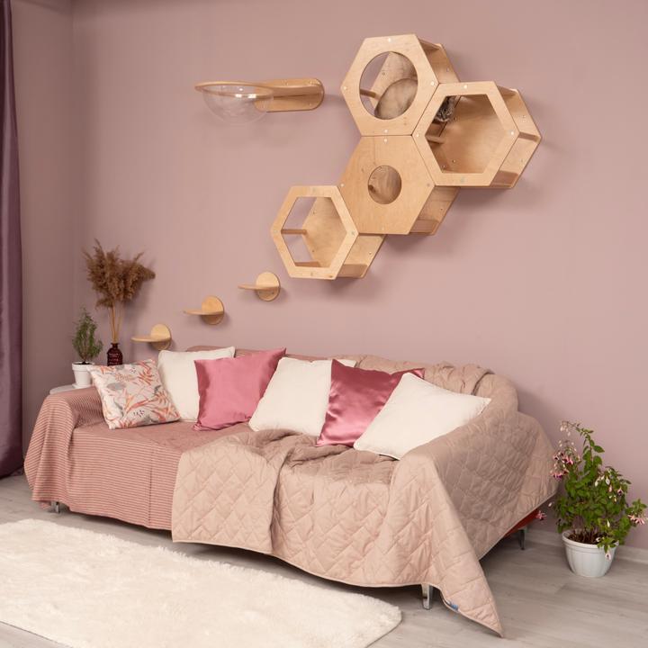 Actual product image Wowhelperco Aire de jeux murale pour chats 8 pièces (Nature)
