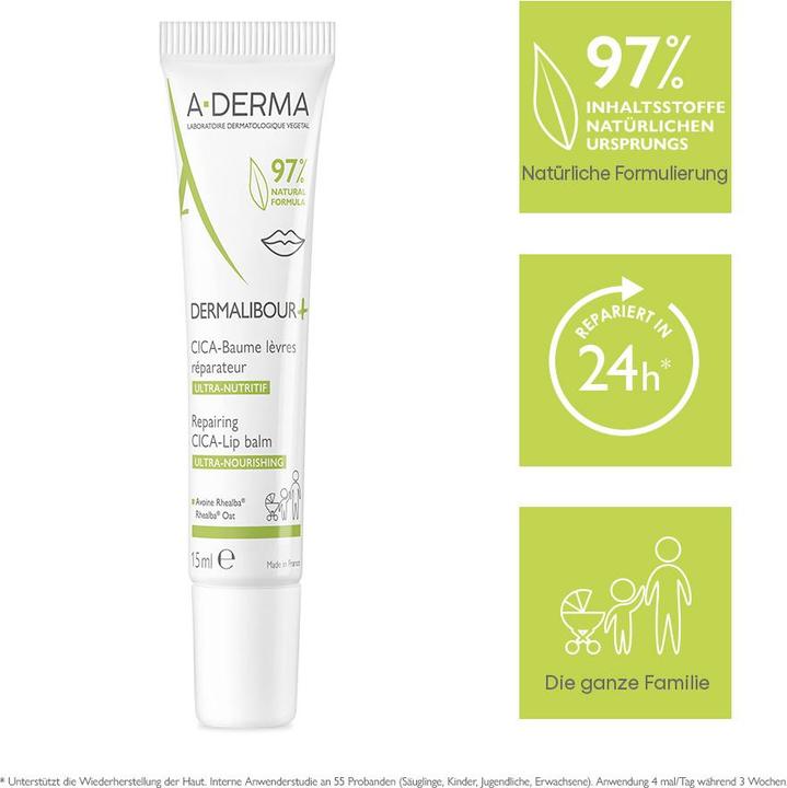 Immagine prodotto A-Derma Dermalibour+ Balsamo riparatore Cica-Lip (15 ml)