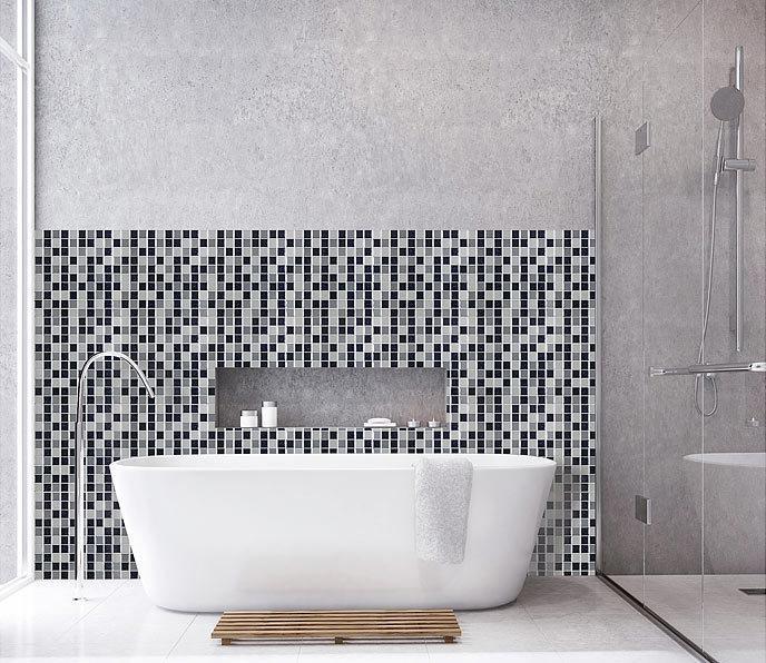 Image du produit Infactory Autocollants 3D mosaïque scintillants pour carrelage, 26 x 26cm, lot de 15 (25,5 x 25,5 cm)