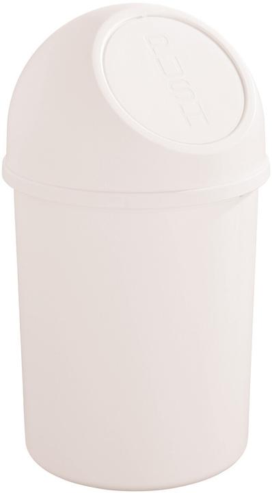 Actual product image Helit Waste bin with push-in flap, 6 litres, white round, made of PP, diameter: 216 mm, height: 375 m (6 l)