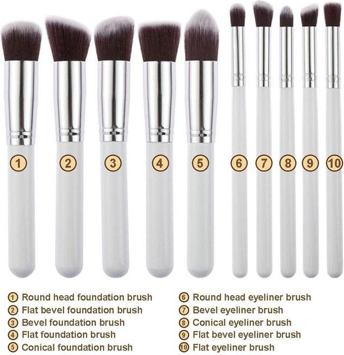 Produktbild JTI Make-up-Pinsel-Set 10-teilig - Weiss und Gold (Set)