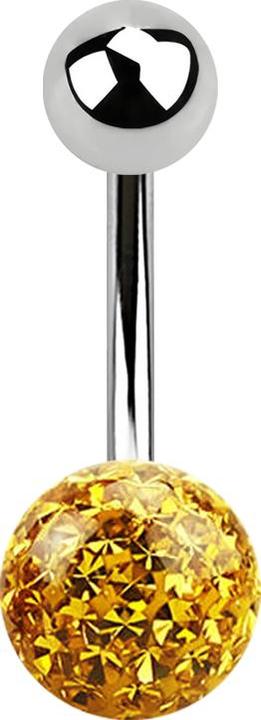 Actual product image Star Piercing Banana silver with ball and crystal ball topaz epoxy protective layer (without brass, Surgical steel 316L)