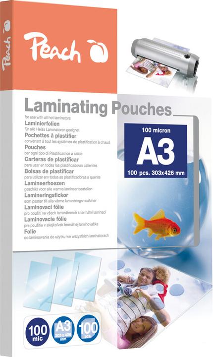 Actual product image Peach Laminating foil A3 (A3, 100 Piece, 100 µm)