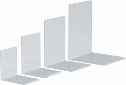 Maul Acrylic bookend, crystal clear, 120 x 120 x 170 mm bevelled edges, material thickness 3.5 mm (12 x 12 x 17 cm)