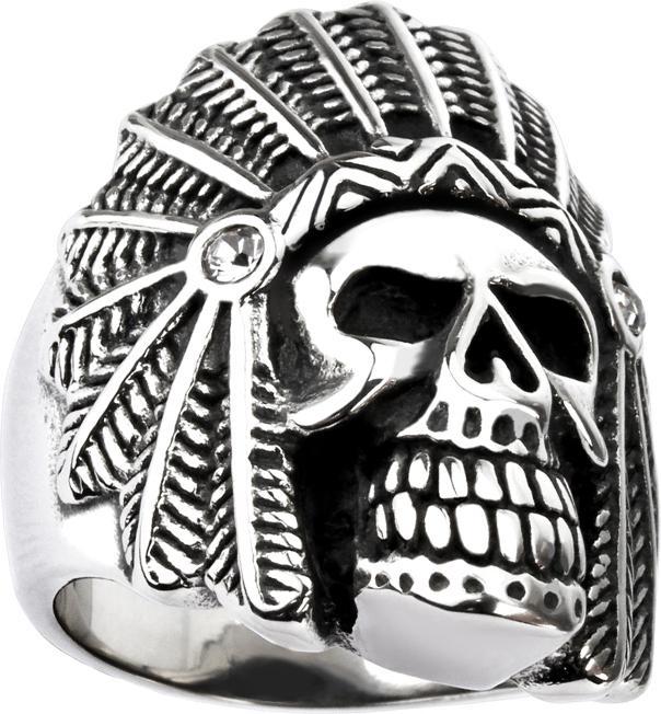 Produktbild Star Piercing Ring silber Apache Totenkopf mit Kristall silber (61, 925 Silber)