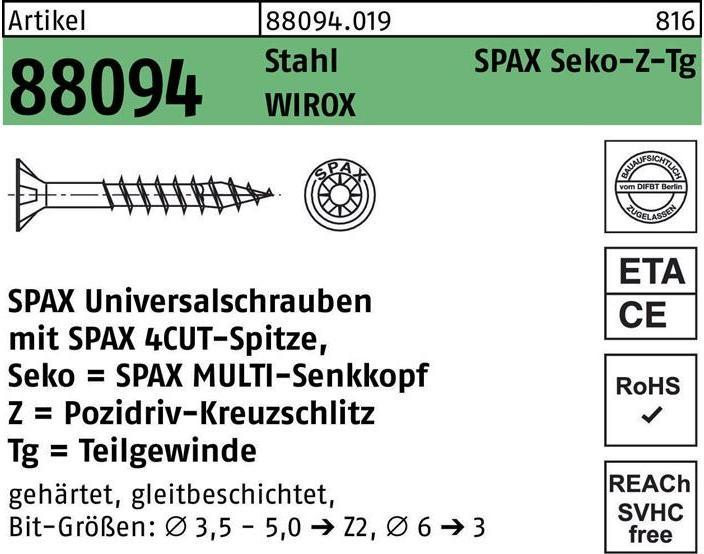 Productafbeelding Spax Spaanplaatschroeven SK PZ2 4,5x60 mm (500 Schroeven per stuk)