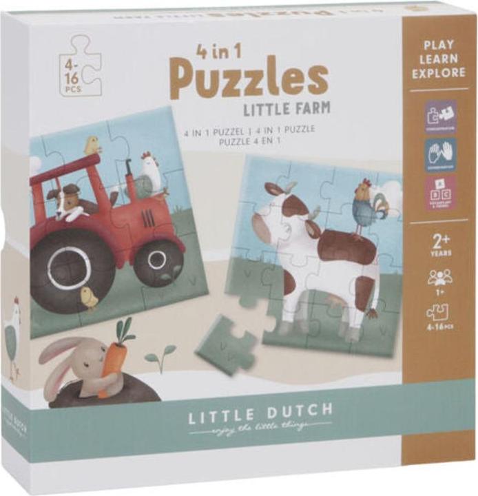 Produktbild Little Dutch 4 in 1 Puzzle-Set Little Farm (4 Teile)