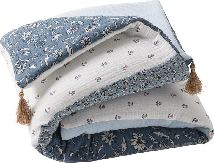 Produktbild Vertbaudet Baby Patchwork-Spieldecke/ Laufstalleinlage INDIEN BLUME, Quasten