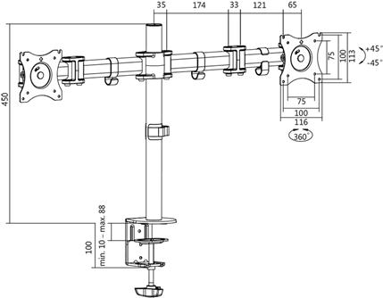 Actual product image LogiLink 2-fold monitor desk mount (Table, 27")