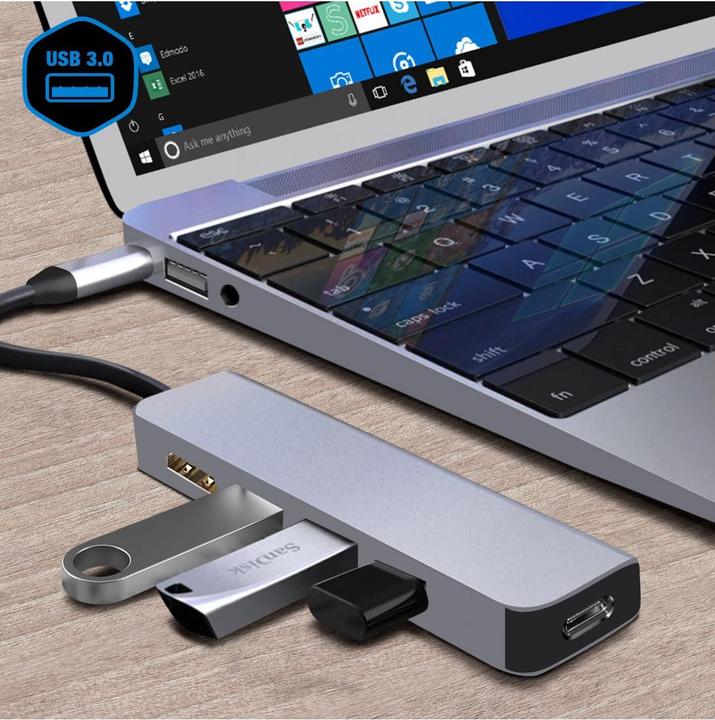 Produktbild Akashi 5 In 1 Hub: USB Type-C- Multiply The Possibilities Of Yo (USB-C)