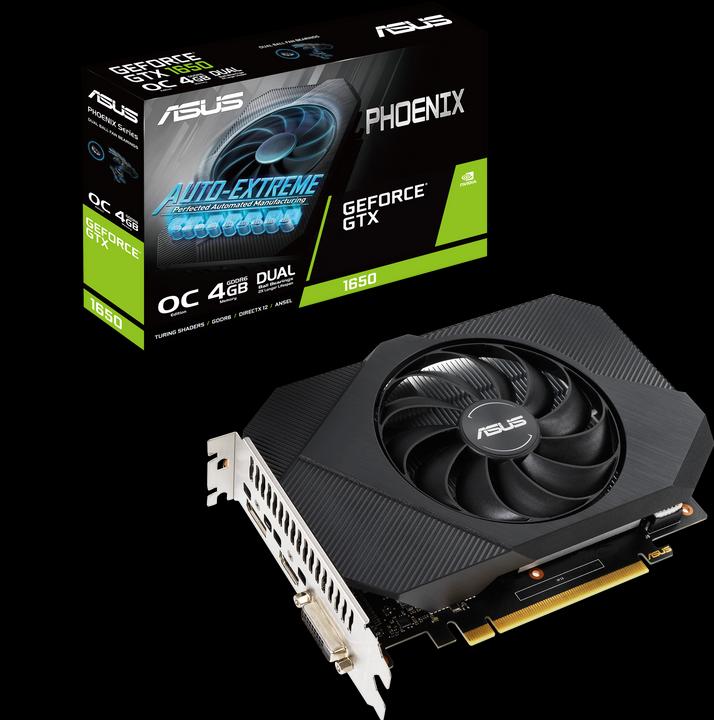 Productafbeelding ASUS Phoenix GeForce GTX 1650 OC editie, GDDR6, 128-bit DVI-D, HDMI, DP, HDCP (4 GB)