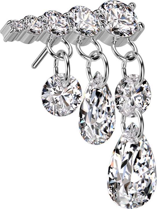 Image du produit Star Piercing Threadless argent cristaux descendant pendentif en cristal goutte à droite (Titane G23, sans laiton)
