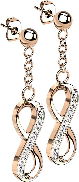 Actual product image Star Piercing Stud Earrings rose gold ball pendant infinity with crystals (without brass, Surgical steel 316L)